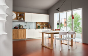 Cuisine linéaire fonctionnelle avec meubles alignés et design épuré, idéale pour espaces étroits